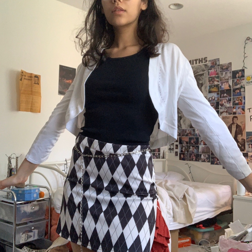 White Cropped Cinched Sleeve 90s Style Cardigan